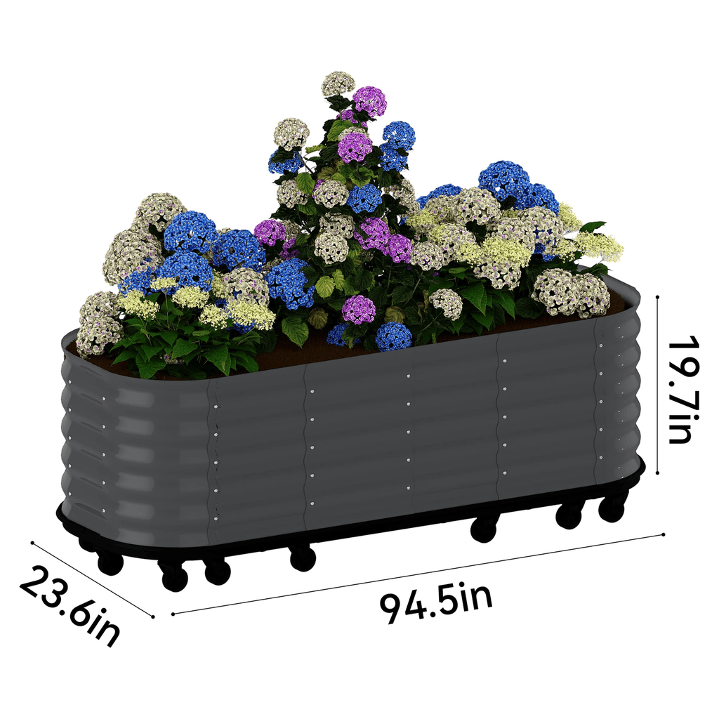 Jardinière surélevée blanche 240x60x50 cm à réserve d'eau