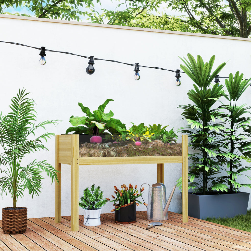 Jardinière surélevée en bois 110 cm avec panneaux acryliques