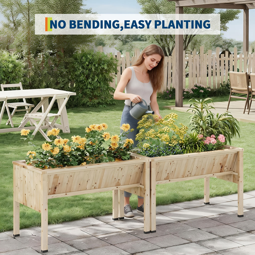 Jardinière surélevée en bois 117 cm avec crochets à outils