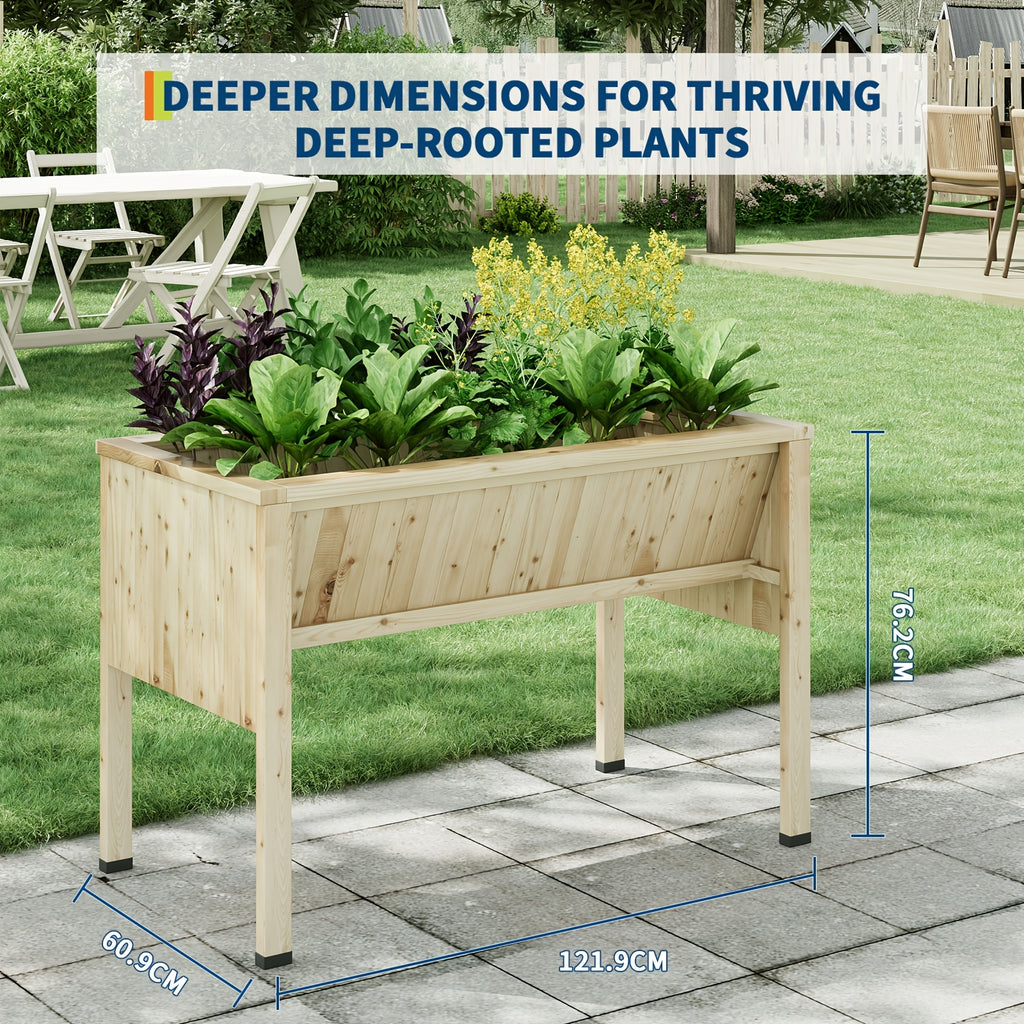 Jardinière surélevée en bois 117 cm avec crochets à outils