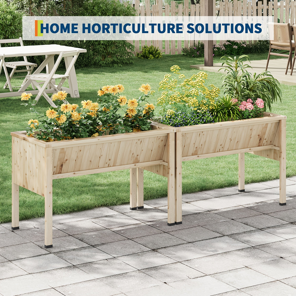 Jardinière surélevée en bois 117 cm avec crochets à outils