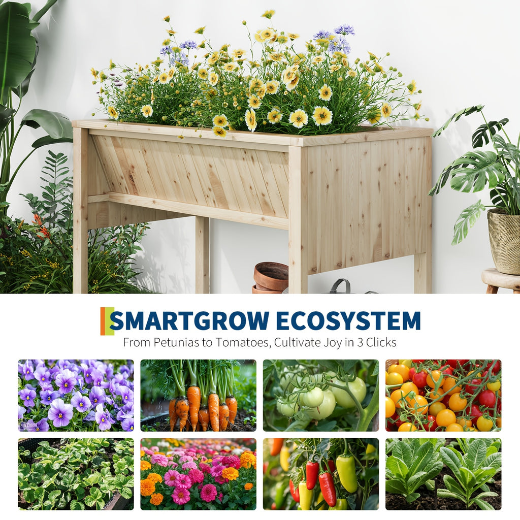 Jardinière surélevée en bois 117 cm avec crochets à outils