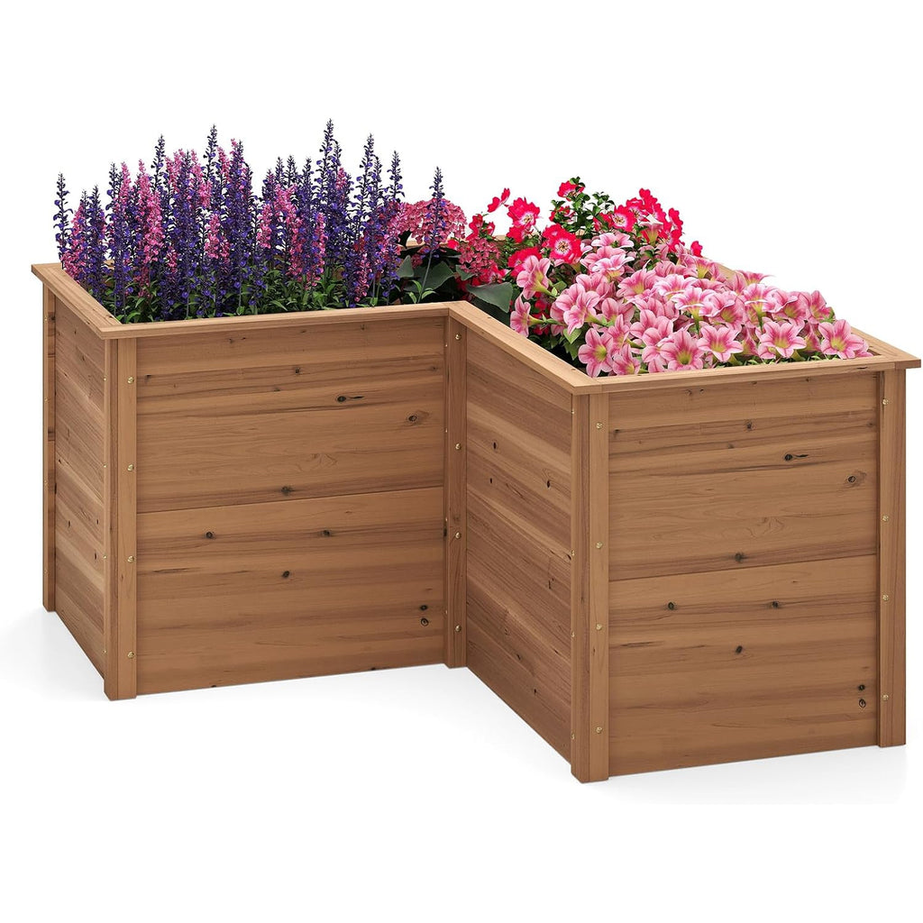 Jardinière surélevée en bois en L 120x120x63 cm pour potager