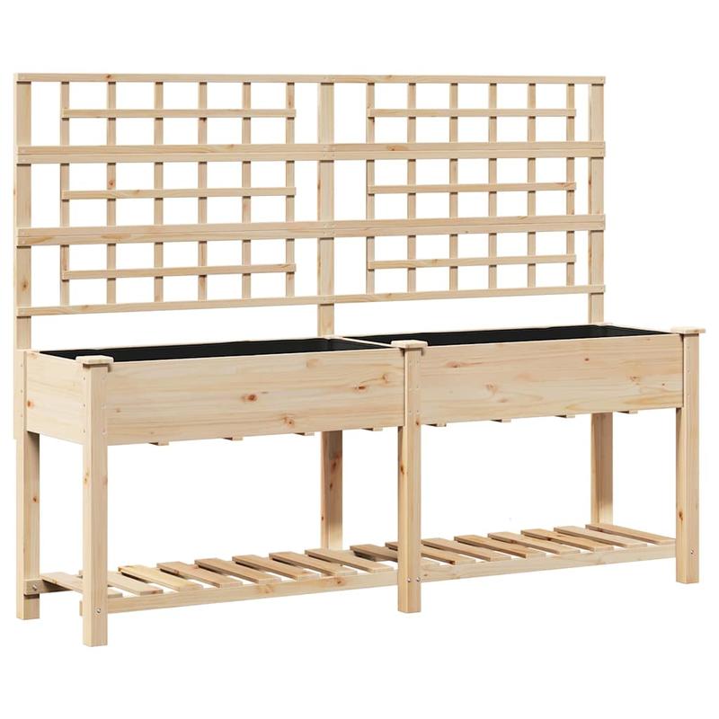 Jardinière surélevée en bois avec treillis et étagère 203 cm