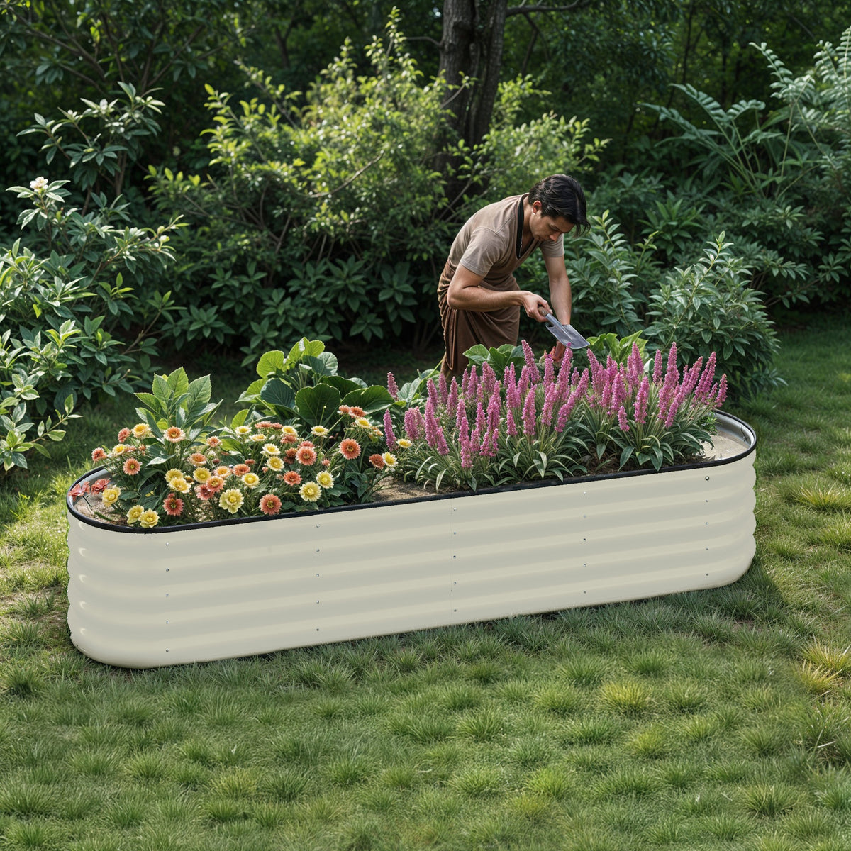 Jardinière surélevée en métal 244x61x43 cm pour potager de jardin