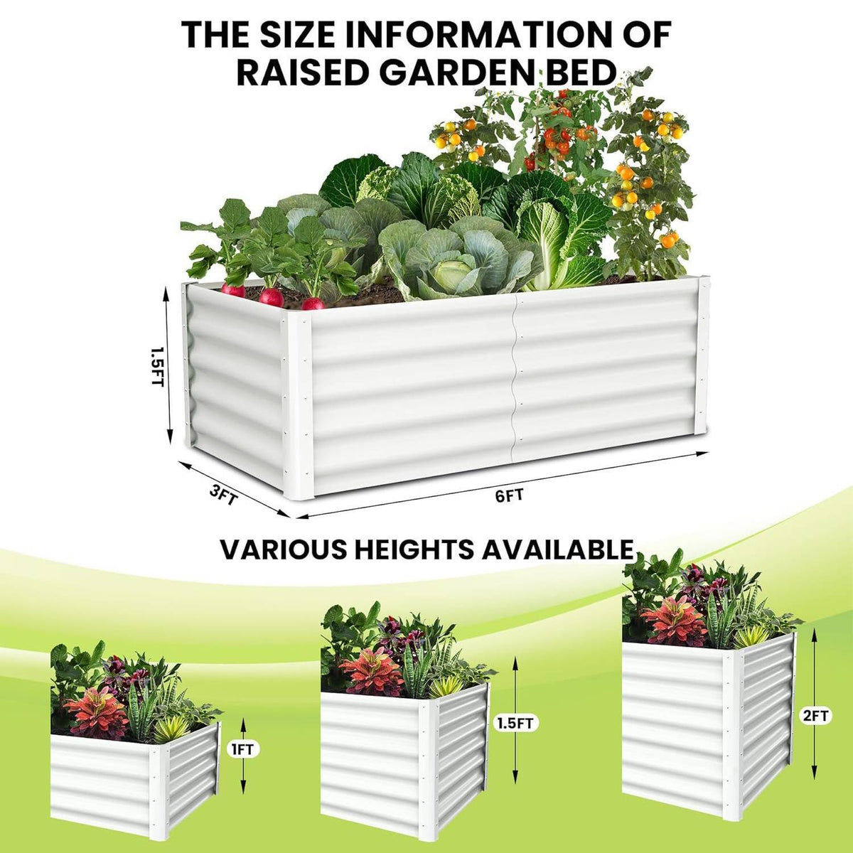 Jardinière surélevée en métal blanc 183x91x46 cm — Lot de 2