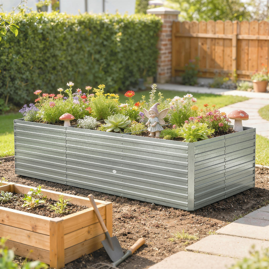 Jardinière surélevée en métal galvanisé 240x120x60 cm potager