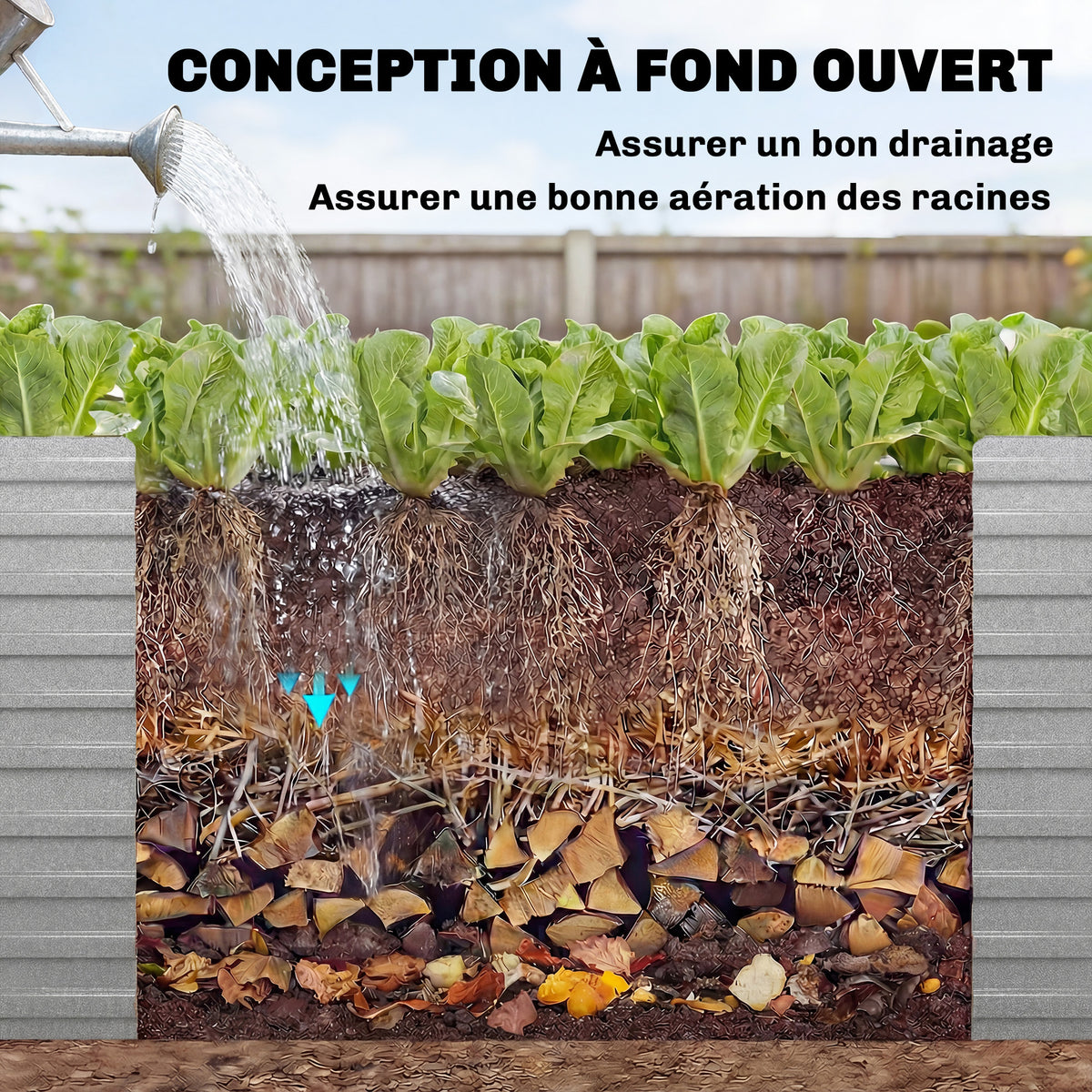 Jardinière surélevée en métal galvanisé 240x120x60 cm potager