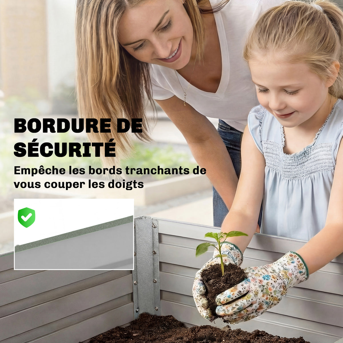 Jardinière surélevée en métal galvanisé 240x120x60 cm potager