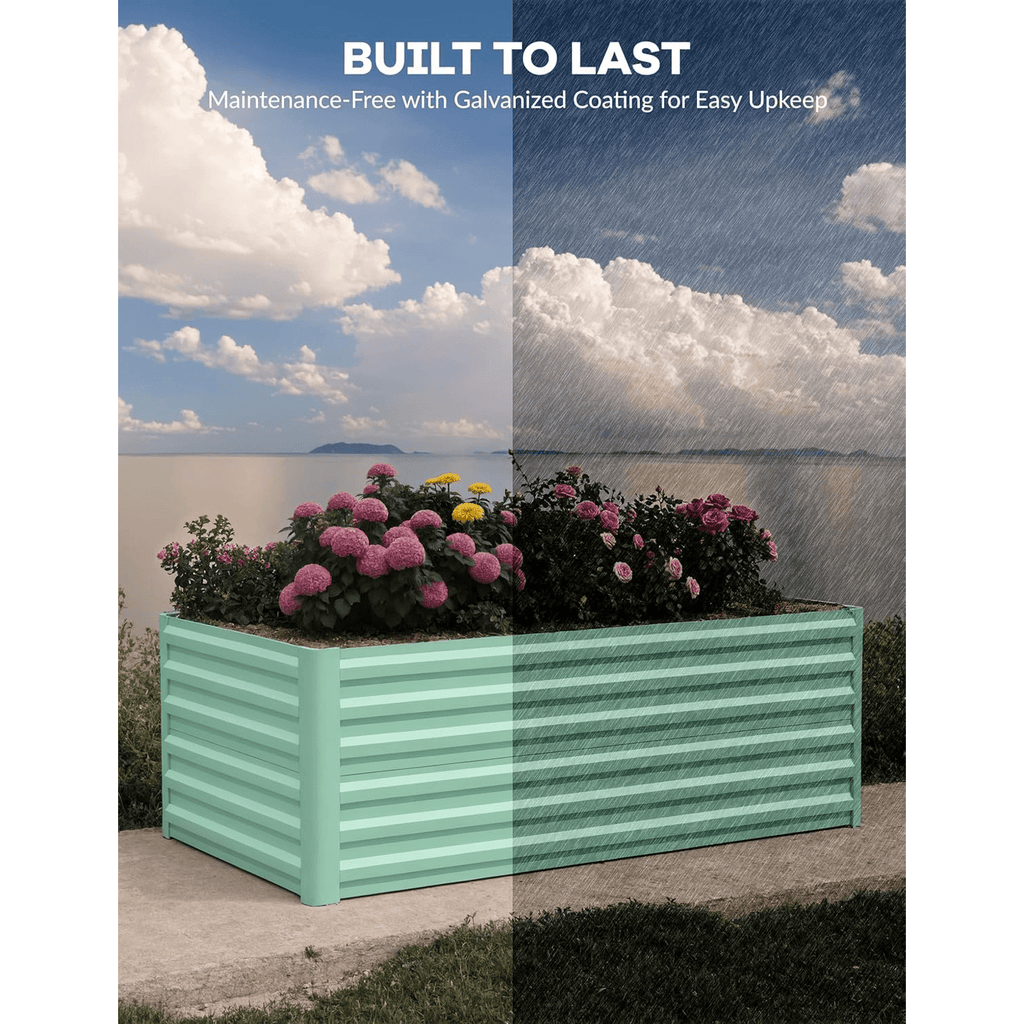 Jardinière surélevée en métal galvanisé beige, 60 cm de haut