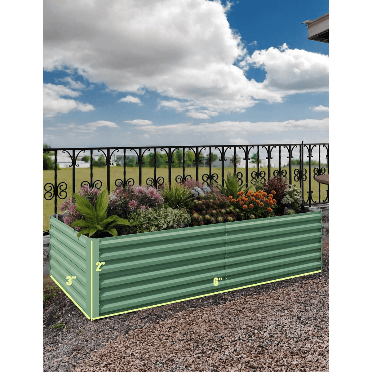 Jardinière surélevée en métal galvanisé beige, 60 cm de haut