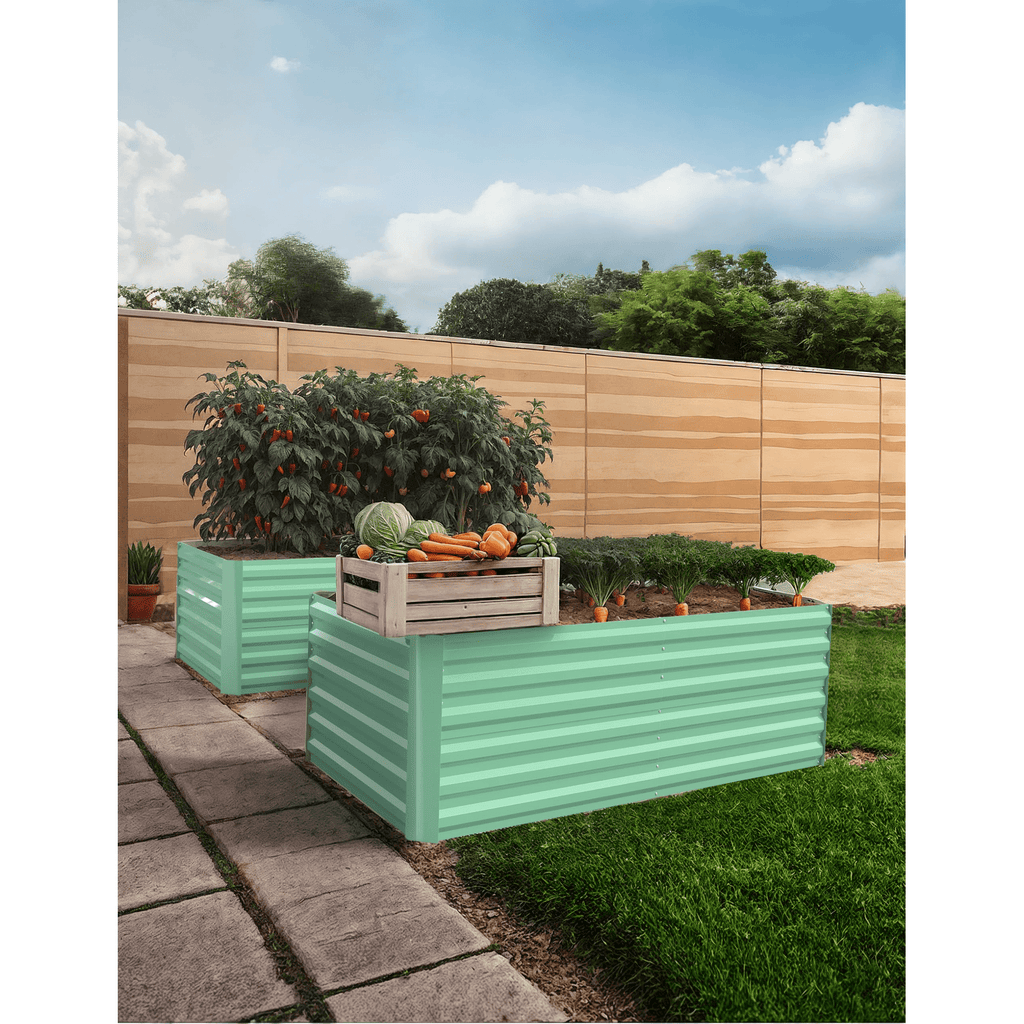 Jardinière surélevée en métal galvanisé beige, 60 cm de haut