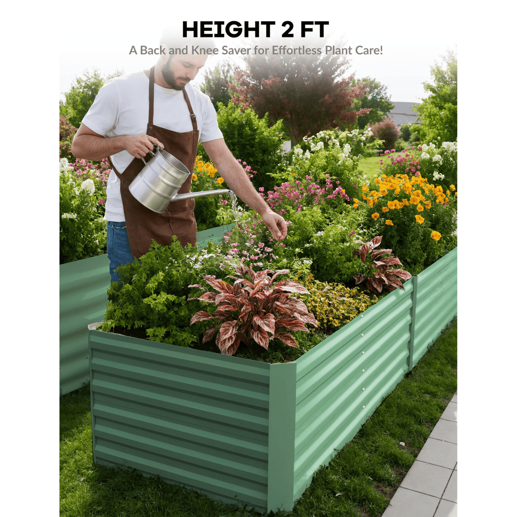 Jardinière surélevée en métal galvanisé beige, 60 cm de haut