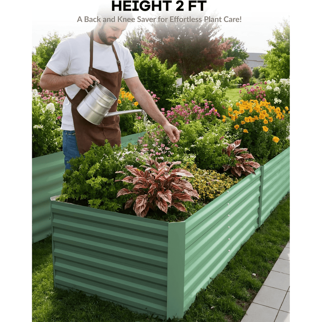 Jardinière surélevée en métal galvanisé beige, 60 cm de haut