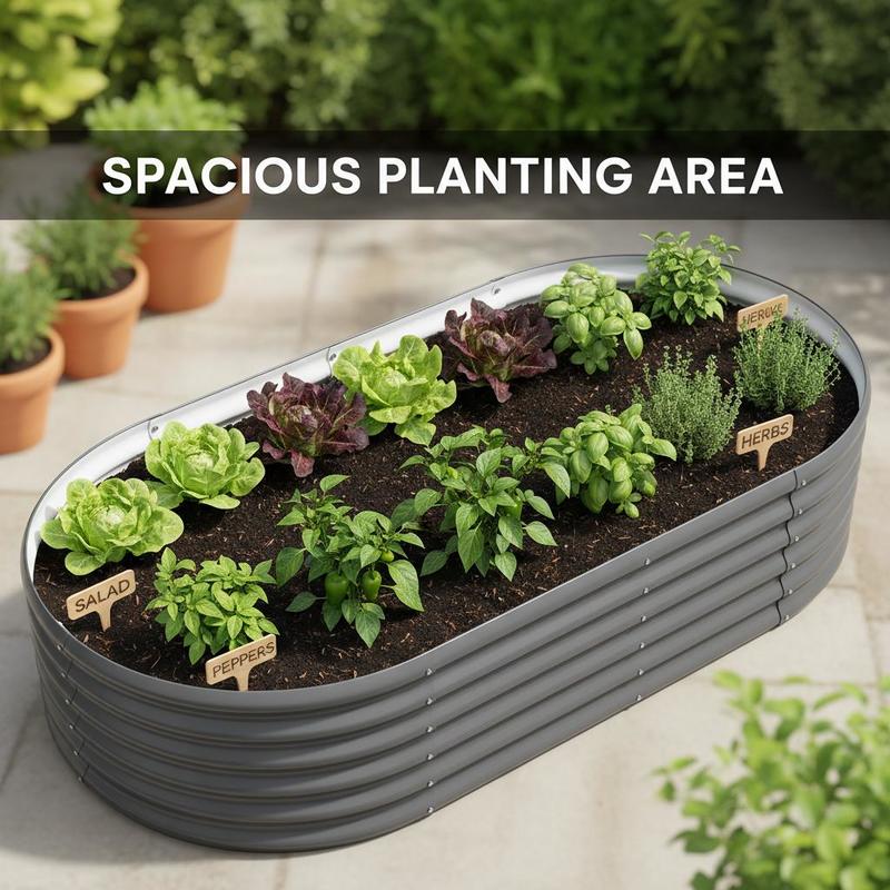 Jardinière surélevée ovale anthracite 152x80x36 cm en acier