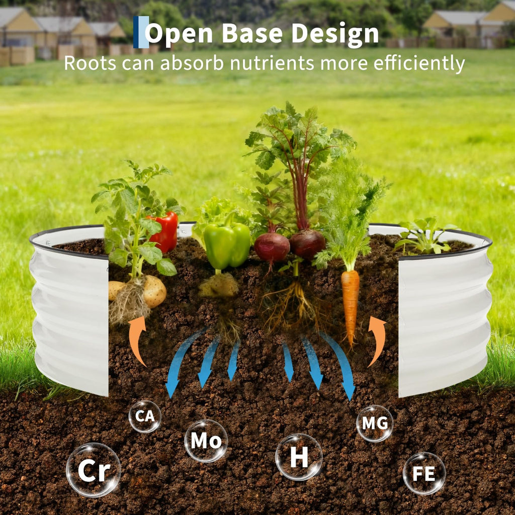 Jardinière surélevée ovale 122 cm en métal blanc - Lot de 2