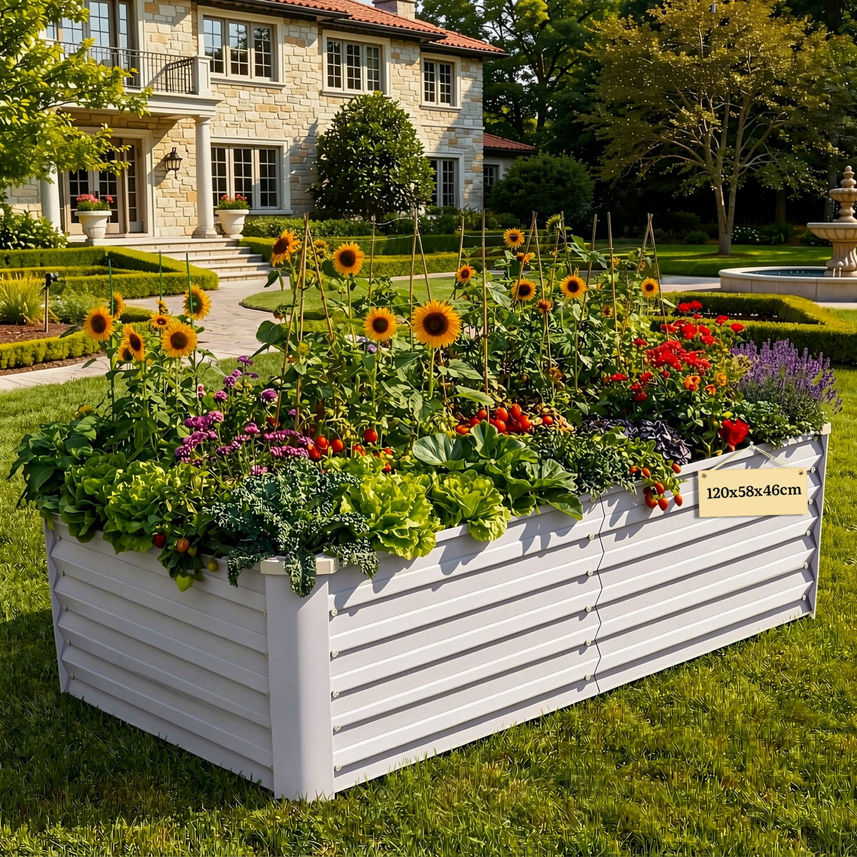 Jardinière surélevée rectangulaire en acier 120x58x46 cm