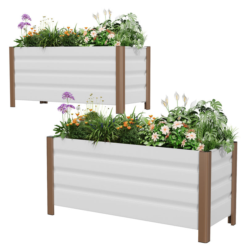 Jardinière surélevée sur pied 100 cm en métal blanc terrasse