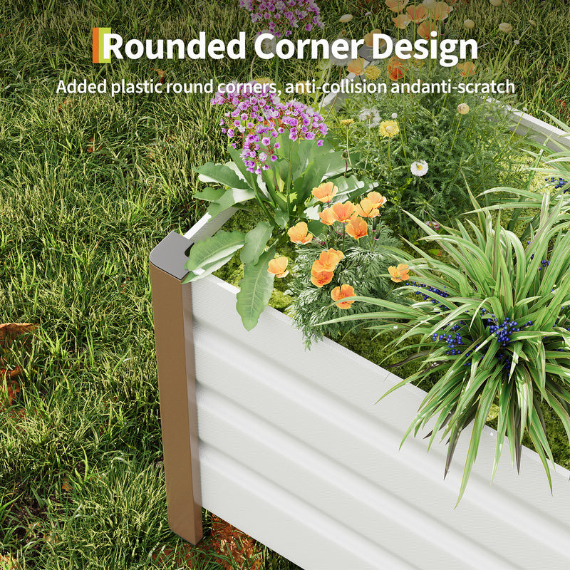 Jardinière surélevée sur pied 100 cm en métal blanc terrasse