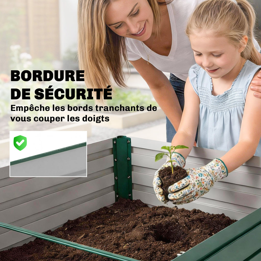 Jardinière surélevée verte 160x80x60 cm en acier galvanisé