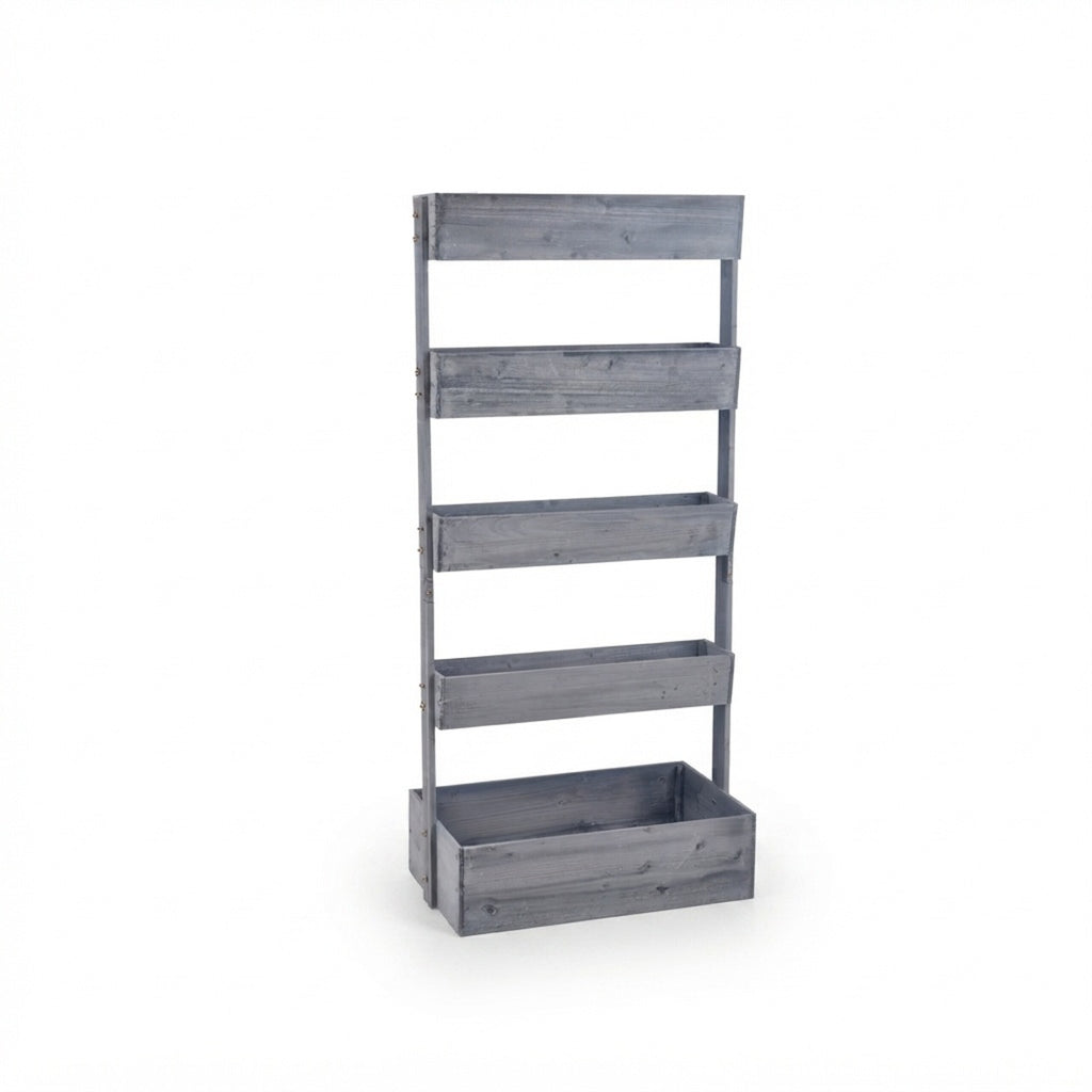 Jardinière verticale en bois gris 80x48x180 cm, 5 niveaux