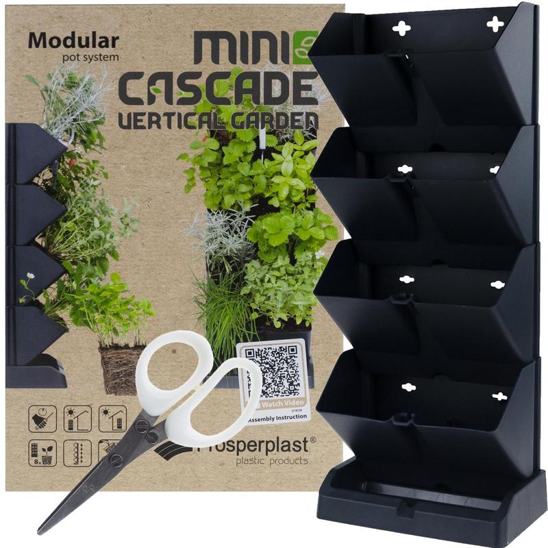 Jardinière verticale modulaire noire - mur végétal en cascade