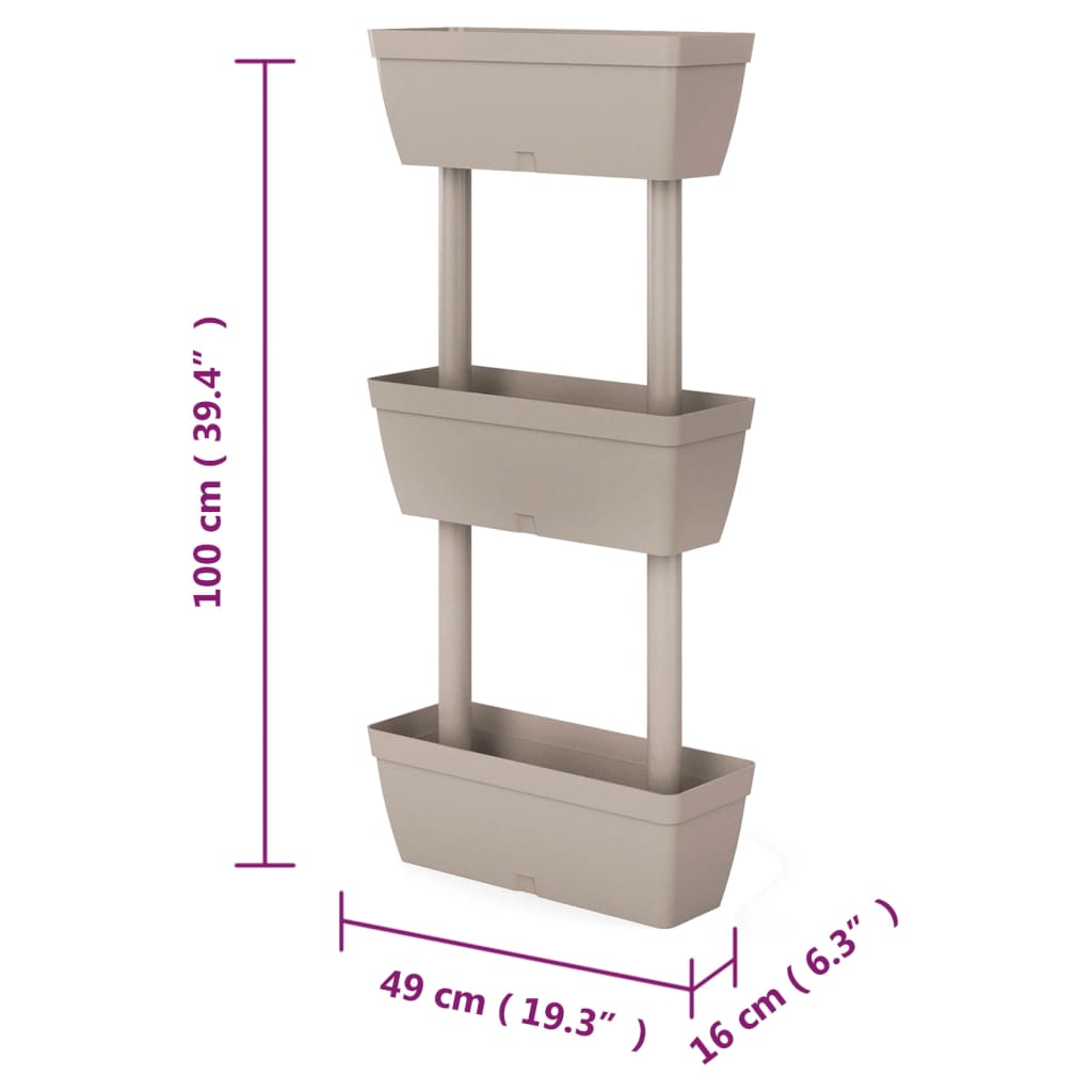 Jardinière verticale sur pied 49x16x100 cm - lot de 6 bacs