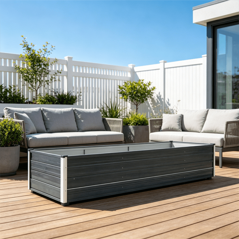 Jardinière XXL 480x80x45 cm en acier galvanisé anthracite
