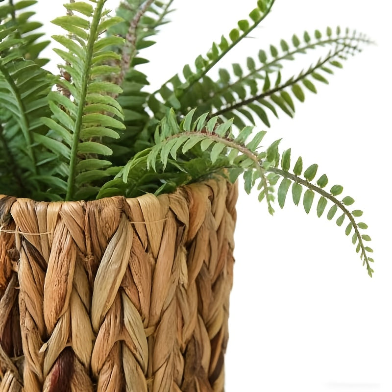 Ensemble de 2 pièces de pots de fleurs tissés en herbe de gourde naturelle avec doublure en plastique