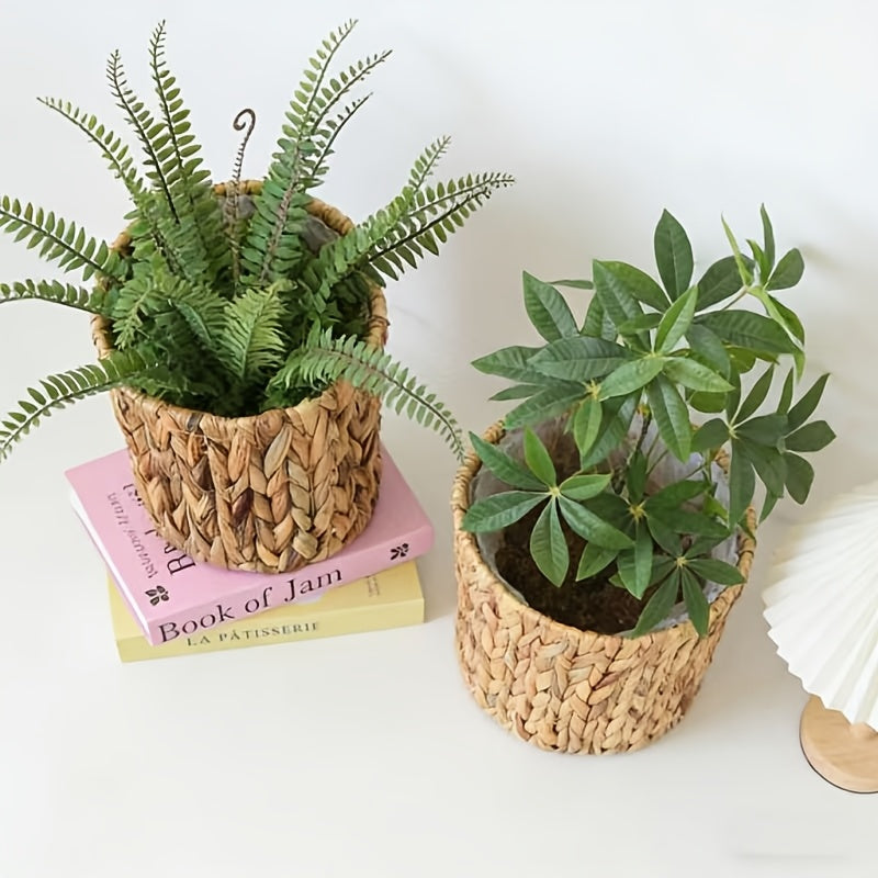 Cache-pots tressés en fibre naturelle — Lot de 2, Ø 15 et 20 cm