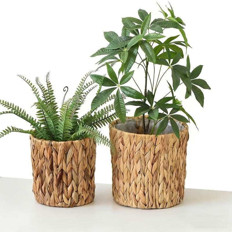 Cache-pots tressés en fibre naturelle — Lot de 2, Ø 15 et 20 cm