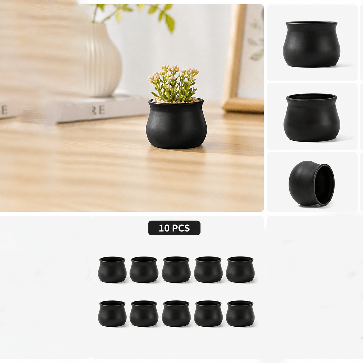 Lot de 20 mini pots de fleurs Ø 5 cm en plastique blanc ou noir