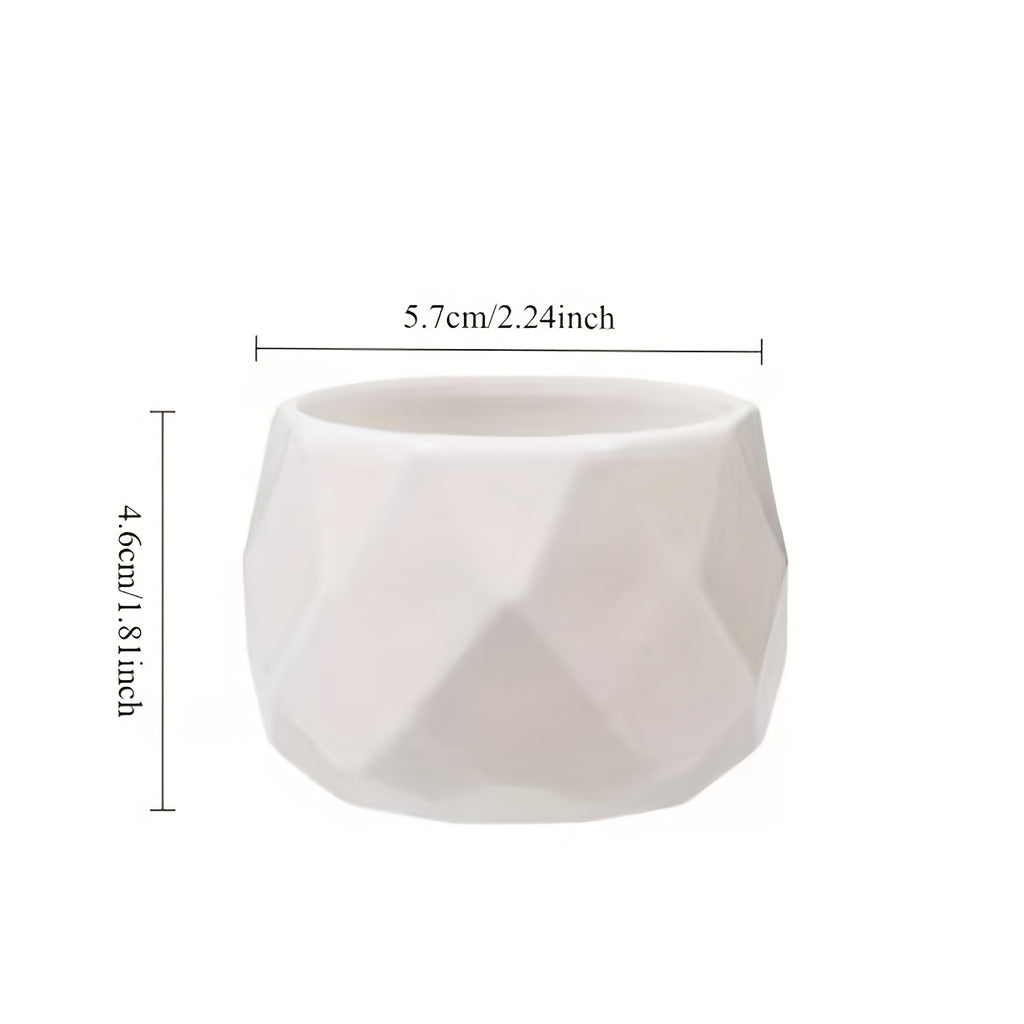 Mini pot de fleur blanc géométrique Ø 6 cm pour succulente