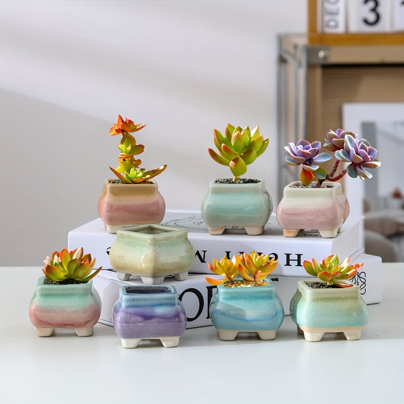 Mini pots de fleurs en céramique craquelée - lot de 8, 6 cm