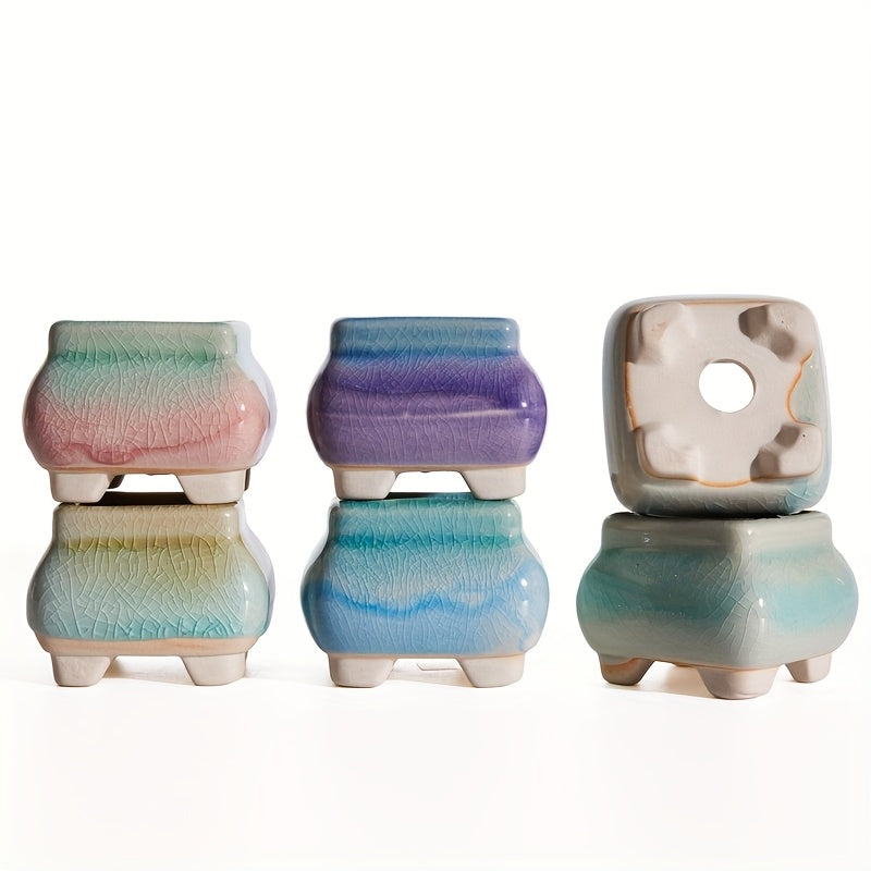 Mini pots de fleurs en céramique craquelée - lot de 8, 6 cm