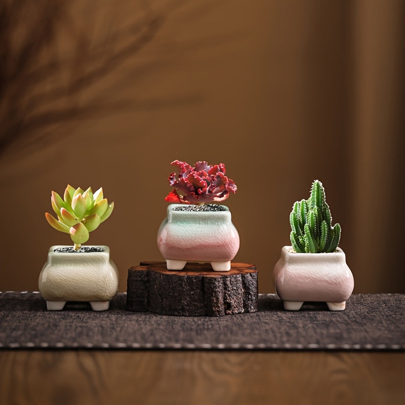 Mini pots de fleurs en céramique craquelée - lot de 8, 6 cm