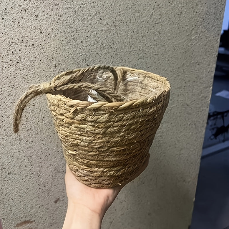 Panier cache-pot suspendu en jute tressée, lot de 2, Ø 18 cm