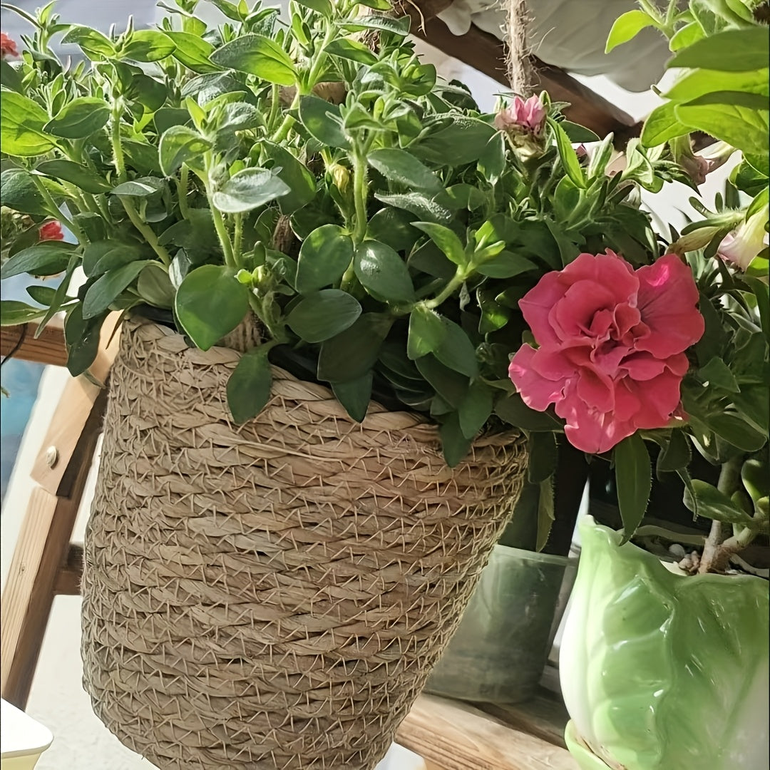 Panier cache-pot suspendu en jute tressée, lot de 2, Ø 18 cm