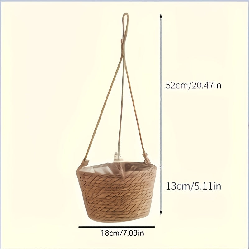 Panier cache-pot suspendu en jute tressée, lot de 2, Ø 18 cm