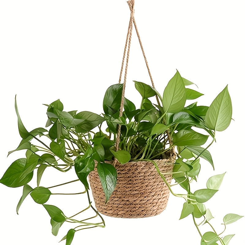 Panier cache-pot suspendu en jute tressée, lot de 2, Ø 18 cm