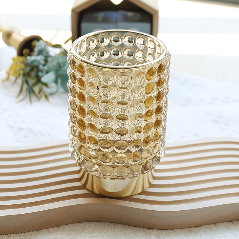 Petit cache-pot en verre bullé doré ou vert, socle brillant