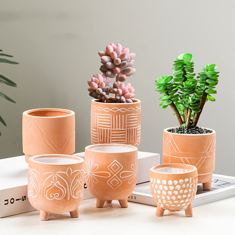Petit pot de fleur en céramique Ø 8 cm sur pieds — Bohème