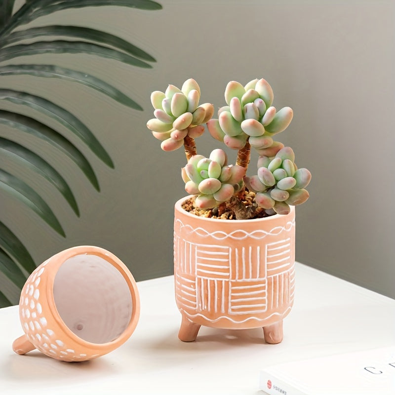 Petit pot de fleur en céramique Ø 8 cm sur pieds — Bohème