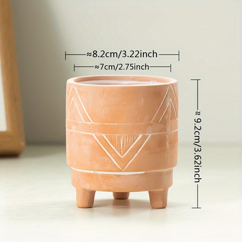 Petit pot de fleur en céramique Ø 8 cm sur pieds — Bohème