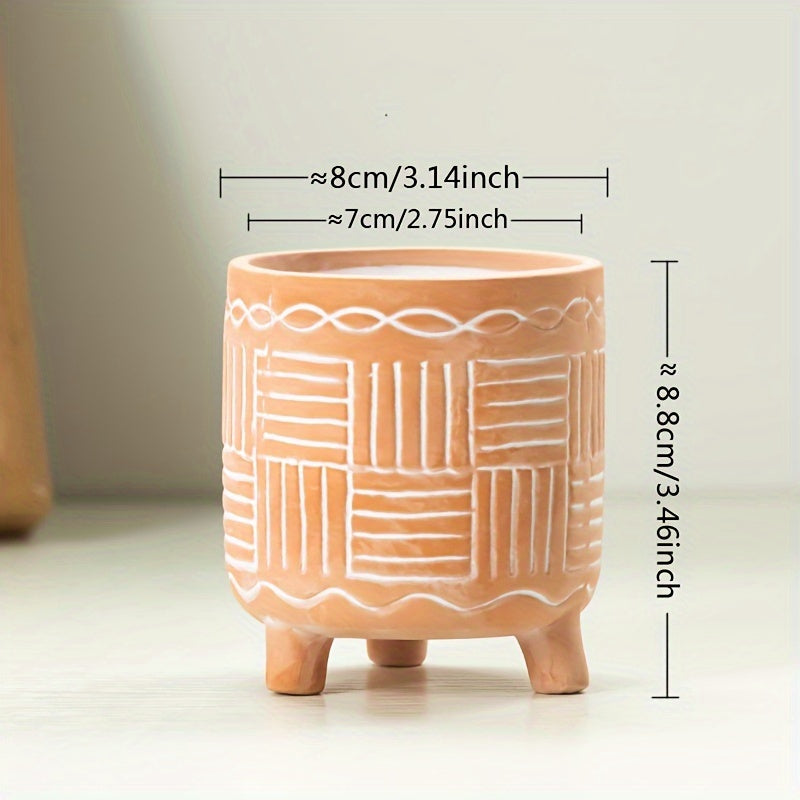 Petit pot de fleur en céramique Ø 8 cm sur pieds — Bohème