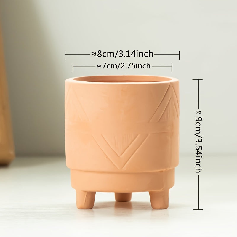 Petit pot de fleur en céramique Ø 8 cm sur pieds — Bohème