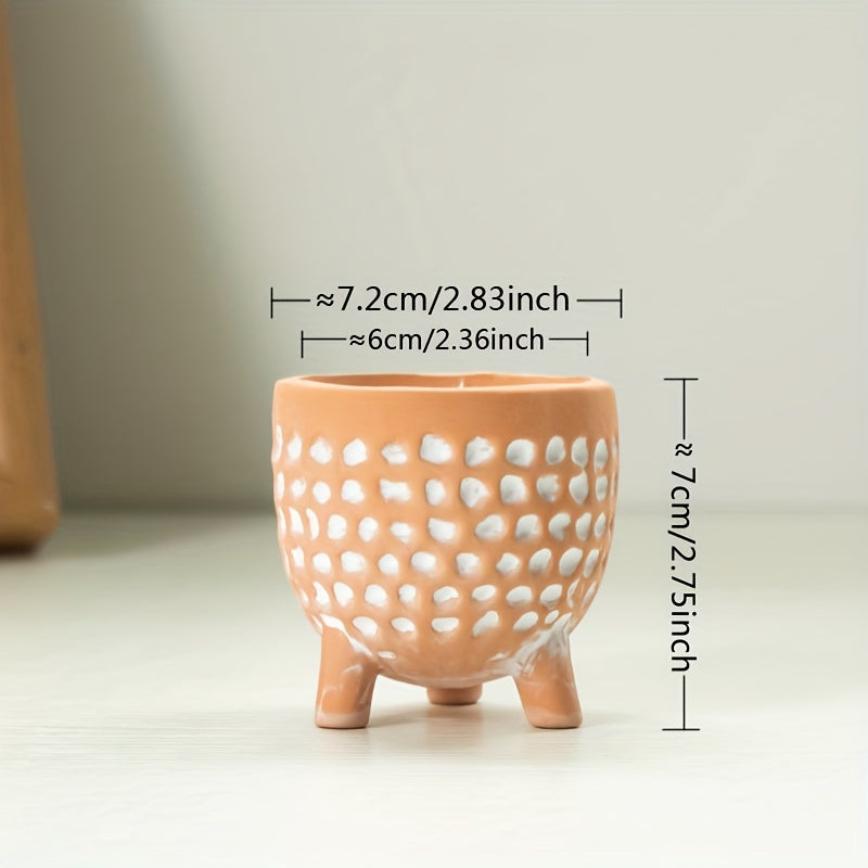 Petit pot de fleur en céramique Ø 8 cm sur pieds — Bohème