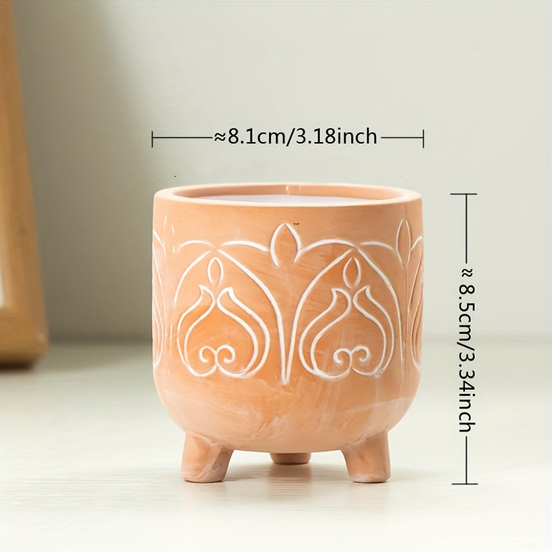 Petit pot de fleur en céramique Ø 8 cm sur pieds — Bohème