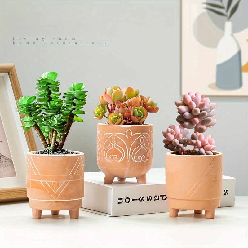 Petit pot de fleur en céramique Ø 8 cm sur pieds — Bohème