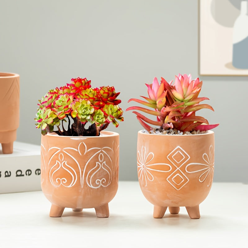 Petit pot de fleur en céramique Ø 8 cm sur pieds — Bohème
